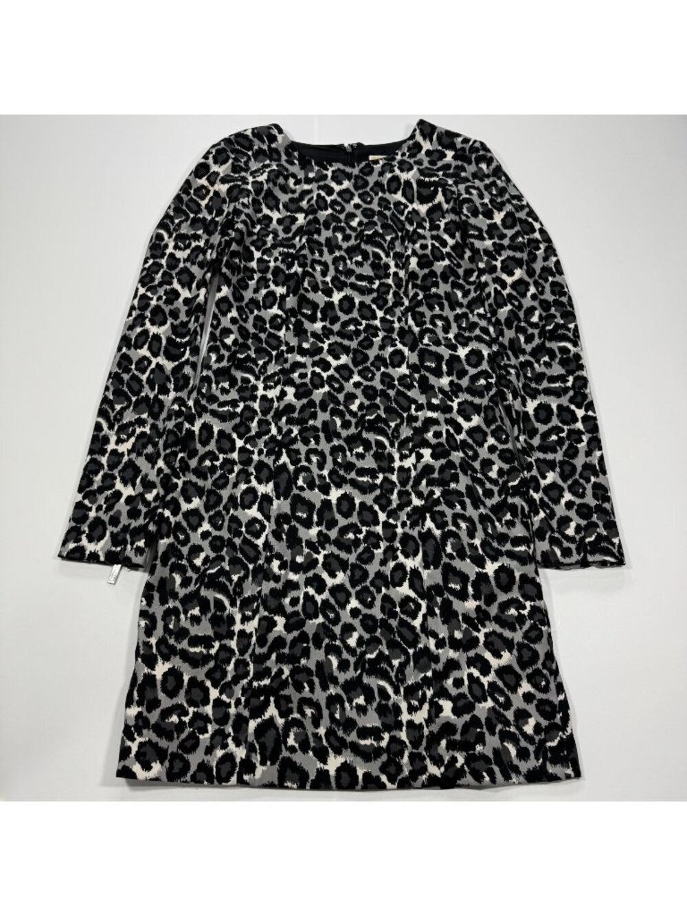 Michael Kors Dress Women's 2 Black Leopard Print Black White Mini Shift Linen